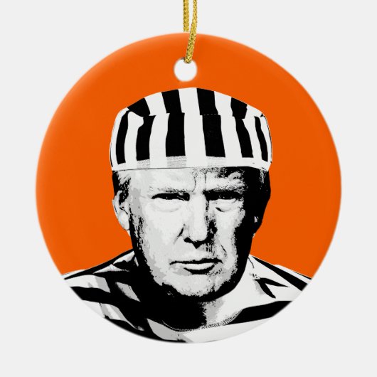Funny Donald Trump Prison Jumpsuit Keramik Ornament (Vorne)