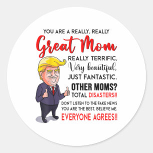 Funny Donald Trump Sie eine wirklich große Mama, M Runder Aufkleber