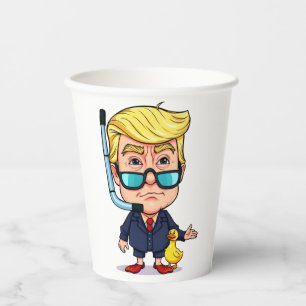 Funny Donald Trump Snorkel Cartoon Pappbecher