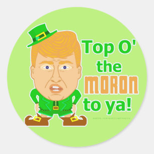 Funny Donald Trump St Patricks Day Leprechaun Runder Aufkleber