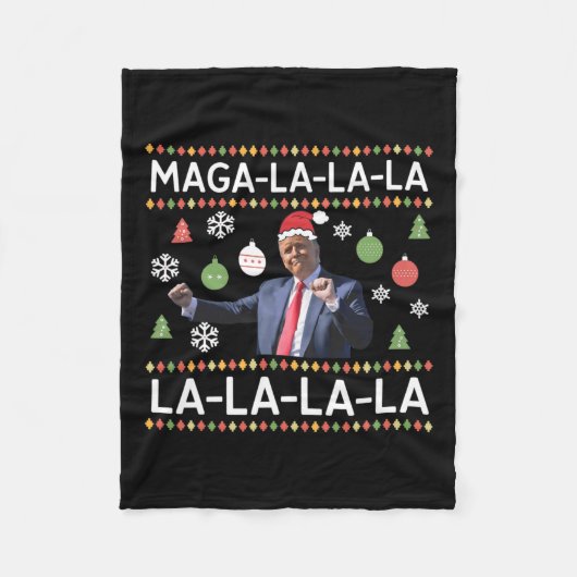 Funny Donald Trump Ugly Weihnachtssüßer. La La L Fleecedecke (Vorderseite)