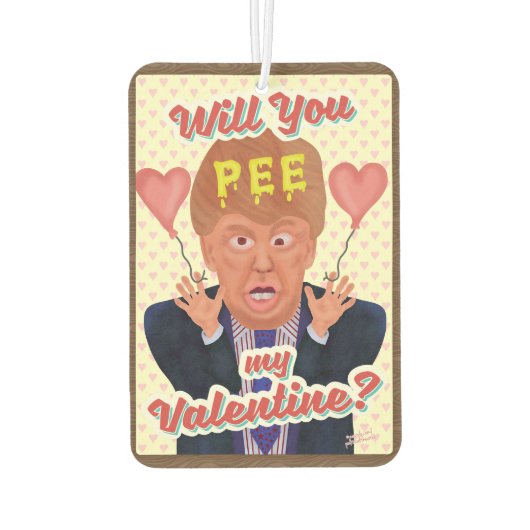Funny Donald Trump Valentine's Day Pee Tape Joke Autolufterfrischer (Rückseite)