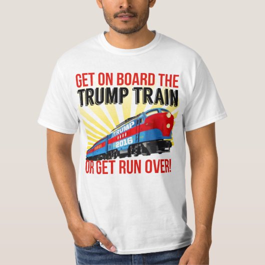Funny Donald Trump Zug oder Lauf über T - Shirt (Vorderseite)