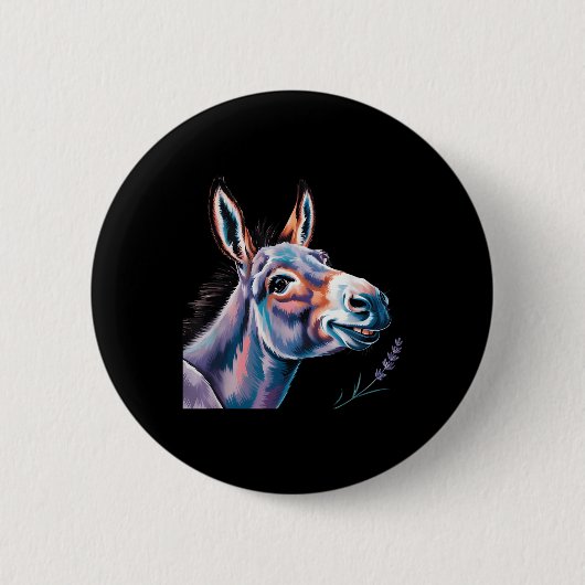 Funny Donkey Art Donkey Kopf lächeln eifrig Donkey Button (Vorderseite)