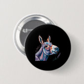 Funny Donkey Art Donkey Kopf lächeln eifrig Donkey Button (Vorne & Hinten)