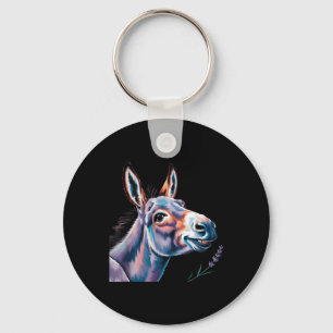 Funny Donkey Art Donkey Kopf lächeln eifrig Donkey Schlüsselanhänger
