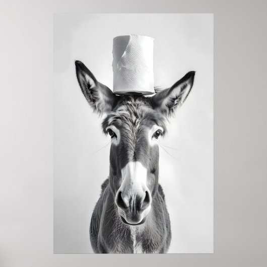 Funny Donkey Bathroom Art Print, Toilet Paper on Poster (Vorne)