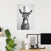 Funny Donkey Bathroom Art Print, Toilet Paper on Poster (Heimbüro)