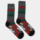 Funny Donkey Cartoon with Festive Stripes on Red Socken (Rechts)
