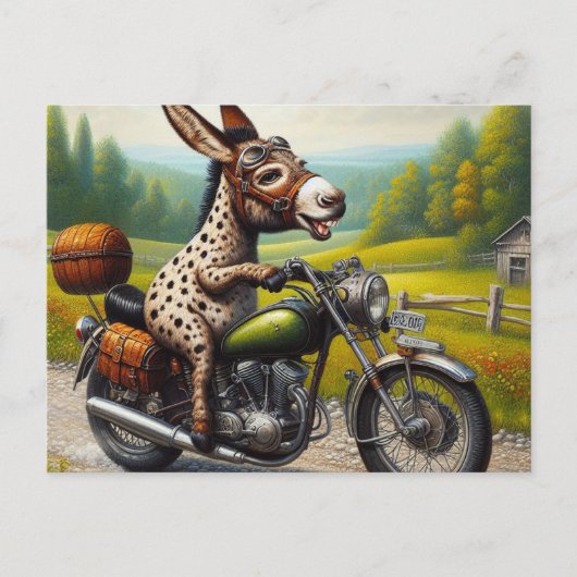 Funny Donkey für ein Motorrad Postkarte (Vorderseite)