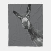 Funny Donkey Grayscale Portrait Kunst, Dichtung un Fleecedecke (Vorderseite)