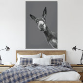 Funny Donkey Grayscale Portrait Kunst, Dichtung un Leinwanddruck (Insitu (Schlafzimmer))
