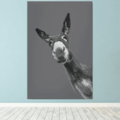 Funny Donkey Grayscale Portrait Kunst, Dichtung un Leinwanddruck (Insitu (Holzboden))