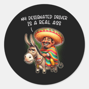 Funny Donkey mein designter Fahrer ist ein echtes Runder Aufkleber