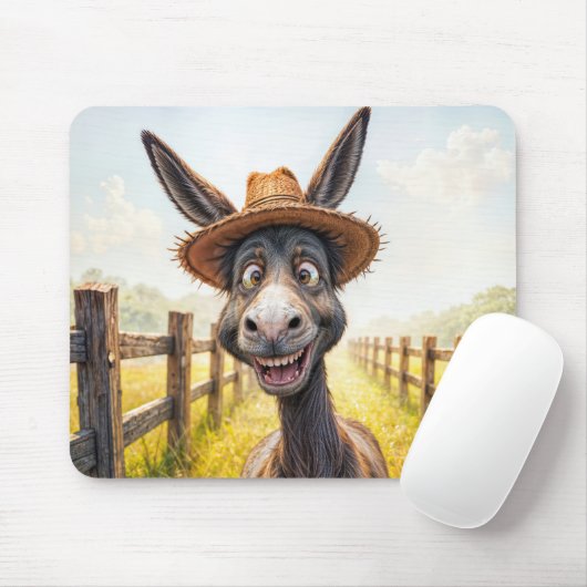 Funny Donkey trägt einen Strohhut Mousepad (Mit Mouse)