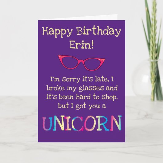 Funny Donkey Unicorn Spate Birthday Karte (Vorderseite)