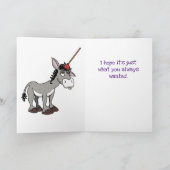 Funny Donkey Unicorn Spate Birthday Karte (Innenseite)