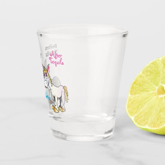 Funny Donkey Unicorn Vor und nach Schnapsglas (Rechts)