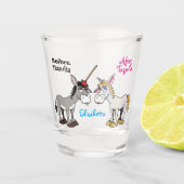 Funny Donkey Unicorn Vor und nach Schnapsglas (Vorderseite)