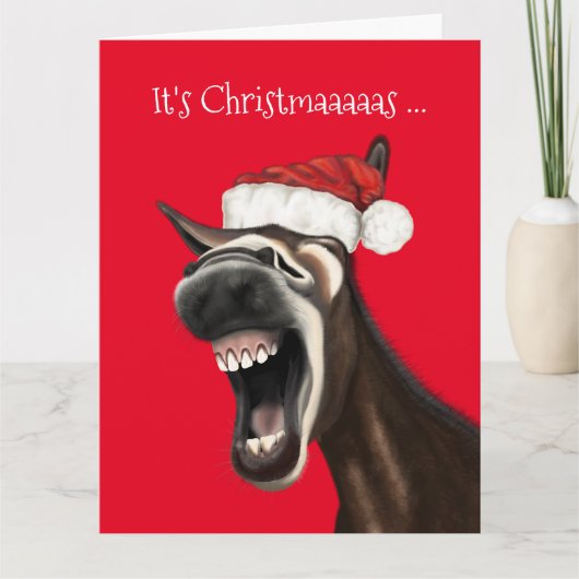 Funny Donkey Weihnachtskarte Karte (Vorderseite)