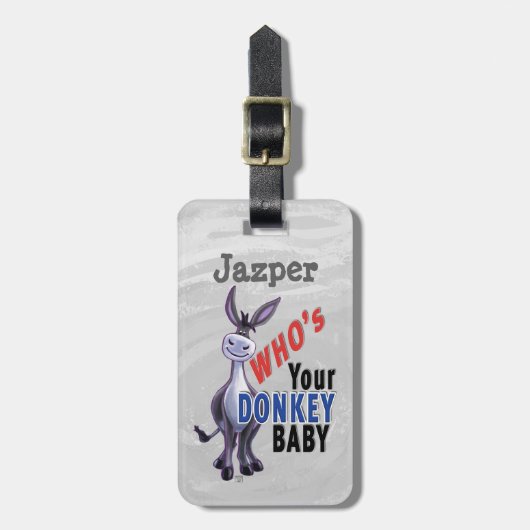 Funny Donkey, wer ist dein Donkey Baby? Gepäckanhänger (Vorderseite vertikal)