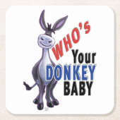 Funny Donkey, wer ist dein Donkey Baby? Rechteckiger Pappuntersetzer (Vorderseite)