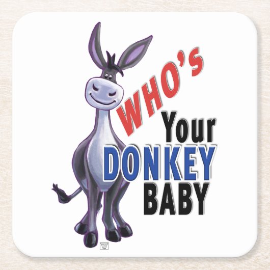 Funny Donkey, wer ist dein Donkey Baby? Rechteckiger Pappuntersetzer (Vorderseite)