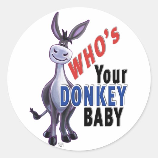 Funny Donkey, wer ist dein Donkey Baby? Runder Aufkleber (Vorderseite)