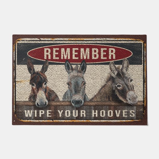 Funny Donkey Yo Family Doormat, Donkey Lover Mat Fußmatte (Vorderseite)