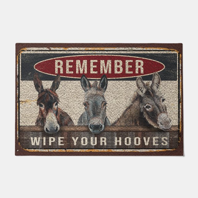 Funny Donkey Yo Family Doormat, Donkey Lover Mat Fußmatte (Vorderseite)