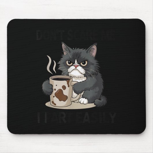 Funny Don't E Me I Fart Easily Black Cat Coffee Fa Mousepad (Vorne)