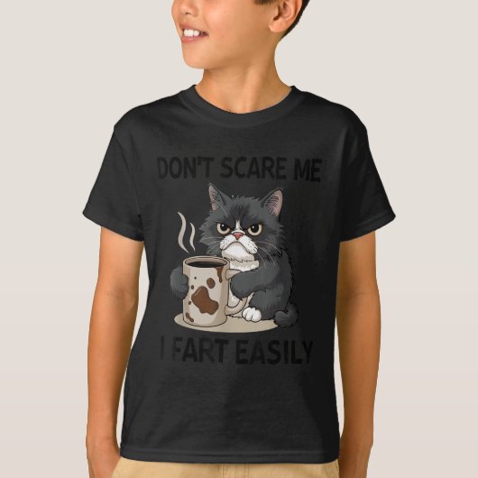 Funny Don't E Me I Fart Easily Black Cat Coffee Fa T-Shirt (Vorderseite)