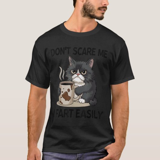 Funny Don't E Me I Fart Easily Black Cat Coffee Fa T-Shirt (Vorderseite)