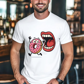 Funny Donut Cartoon läuft von Mund T-Shirt