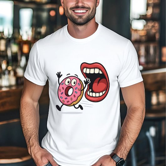Funny Donut Cartoon läuft von Mund T-Shirt