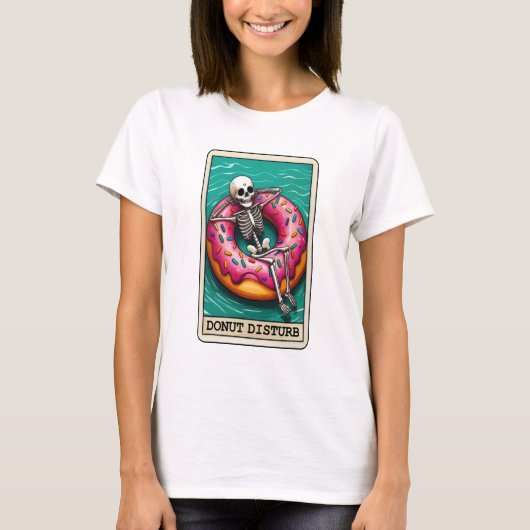 Funny Donut Disturb Skeleton Tarot T-Shirt (Vorderseite)
