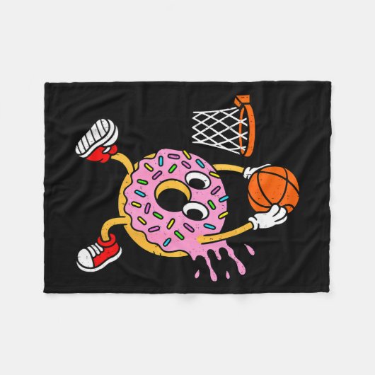 Funny Donut Dunking Basketball Doughnut Food Champ Fleecedecke (Vorderseite (Horizontal))