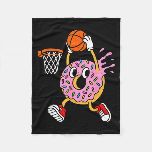 Funny Donut Dunking Basketball Doughnut Food Champ Fleecedecke (Vorderseite)