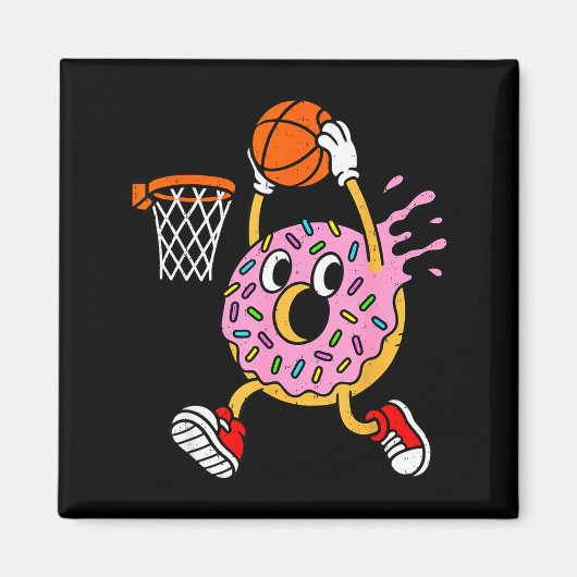 Funny Donut Dunking Basketball Doughnut Food Champ Magnet (Vorne)
