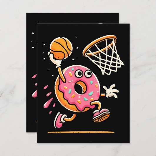 Funny Donut Dunking Basketball Food Champ Sports D Begleitkarte (Vorne/Hinten)
