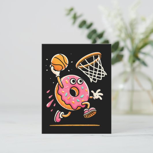 Funny Donut Dunking Basketball Food Champ Sports D Begleitkarte (Stehend Vorderseite)