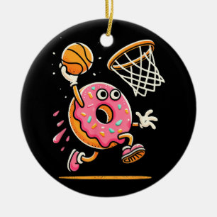 Funny Donut Dunking Basketball Food Champ Sports D Keramik Ornament