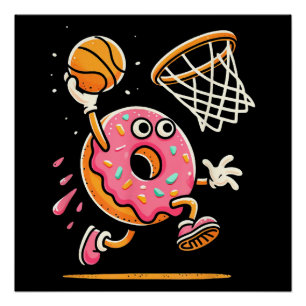 Funny Donut Dunking Basketball Food Champ Sports D Poster