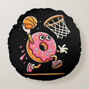 Funny Donut Dunking Basketball Food Champ Sports D Rundes Kissen