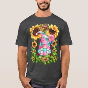 Funny Donut Gnome für Frauen Niedlich Sonnenblumen T-Shirt