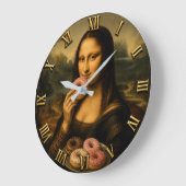 Funny Donut Mona Lisa Große Wanduhr (Winkel)