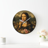 Funny Donut Mona Lisa Große Wanduhr (Zuhause)