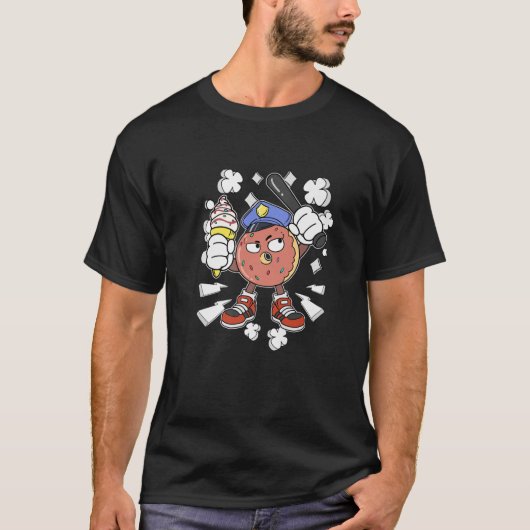 Funny Donut Polizist Candy Police Officer Ice Crea T-Shirt (Vorderseite)