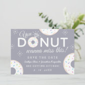 Funny Donut Themed Wedding Rettet die Termine Save The Date (Stehend Vorderseite)