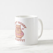 Funny Donut Worry Be Cappy Capybara Zitat Kaffeetasse (VorderseiteRechts)